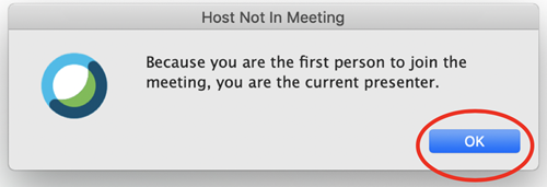 Host Not In Meeting Message